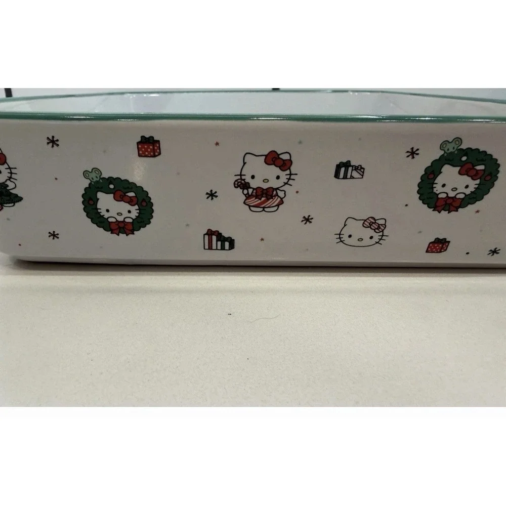 Hello Kitty Sanrio Christmas 9x9 Ceramic Baking Dish Happy Holidays Kitchen New